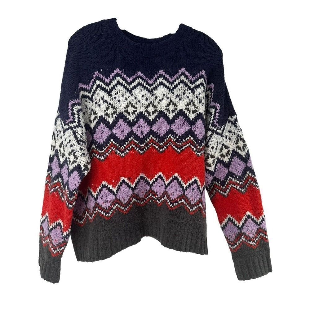 Aerie Sweater Oversized Boxy Relaxed Fit Multicolored Grandpa Geometric Size S